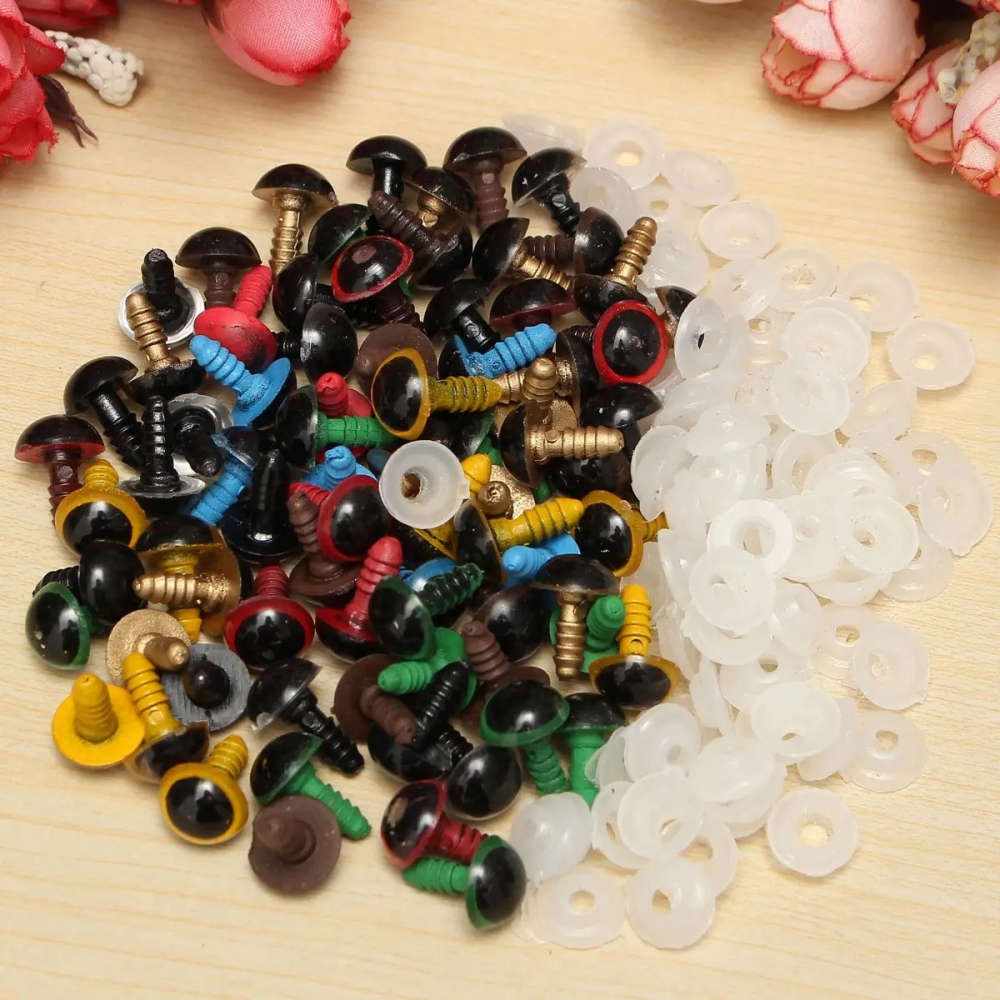 80pcs 10mm Baby Kids Handicraft Art Mix Color Plastic Safety Eyes DIY Teddy Bear Doll Plush Toys Puppet Crafts