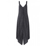 Sexy Women Spaghetti Strap V-Neck Striped Wide Leg Jumpsuit