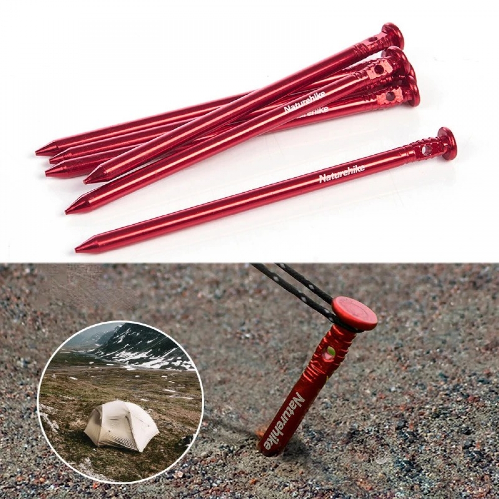 Naturehike NH17D024-D 6Pcs Tent Pegs 7001 Aluminium Alloy Nails Camping Stake Accessories