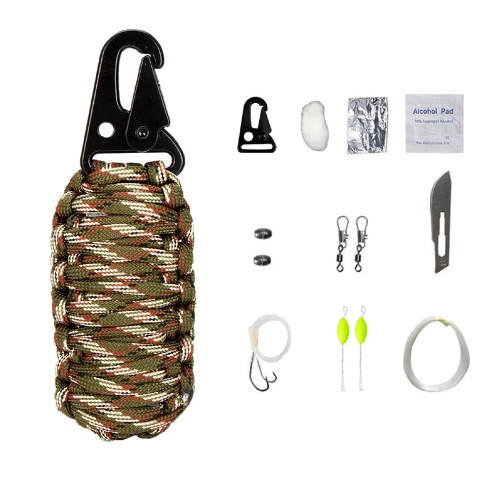 16Pcs Outdoor Paracord Kit Survival Rope Set Fishing Tools Camping Carabiner Emergency Gear - Generic - Ropes And Accessories - BBC-1283075 - bargainbasement.club