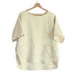 Plus Size M-5XL Casual O-neck Short Sleeves Solid Color Blouse with Pockets