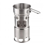 AOTU Camping Stove Set Portable Wood Burning Furnace Picnic Pot Portable Stainless Steel Cookware