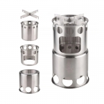 AOTU Camping Stove Set Portable Wood Burning Furnace Picnic Pot Portable Stainless Steel Cookware