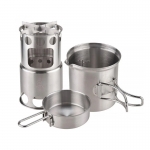 AOTU Camping Stove Set Portable Wood Burning Furnace Picnic Pot Portable Stainless Steel Cookware