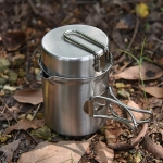 AOTU Camping Stove Set Portable Wood Burning Furnace Picnic Pot Portable Stainless Steel Cookware