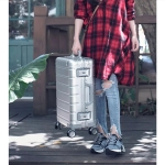 90FUN 20inch Travel Suitcase 31L Aluminum Alloy TSA Lock Spinner Wheel Carry On Luggage Case from 
