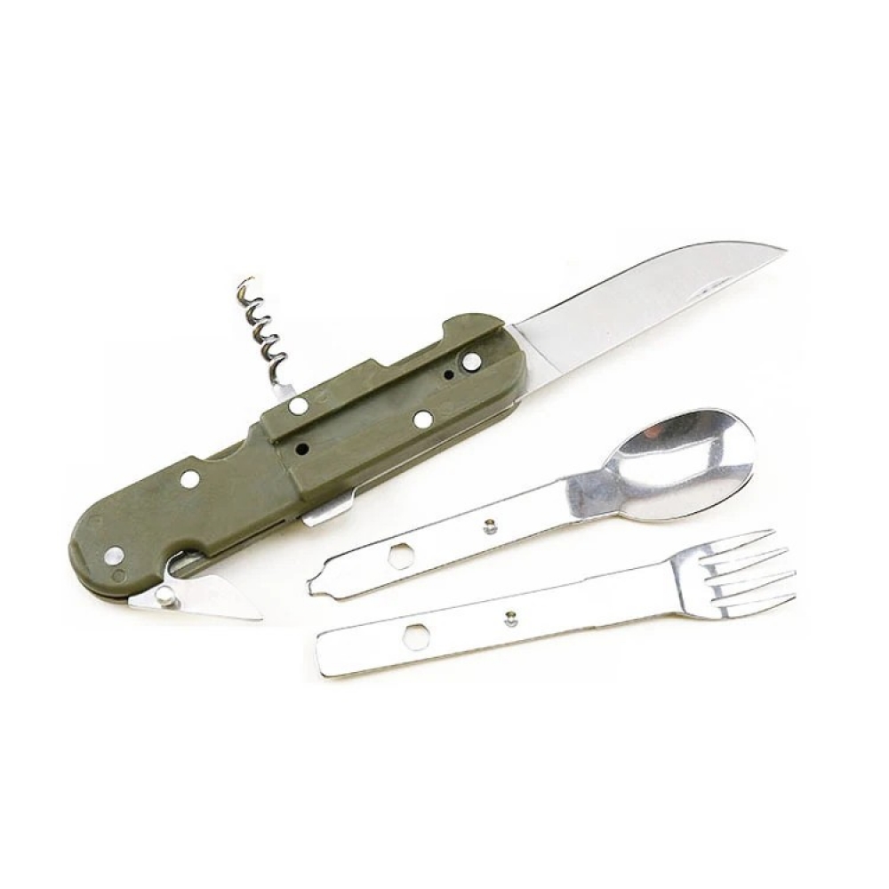 YXHW Multifunctional Stainless Steel Tableware Folding Fork Spoon Opener Blade Outdoor Camping Picnic