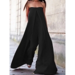 Casual Solid Tube Loose Wide Leg Maxi Jumpsuits
