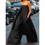 Casual Solid Tube Loose Wide Leg Maxi Jumpsuits