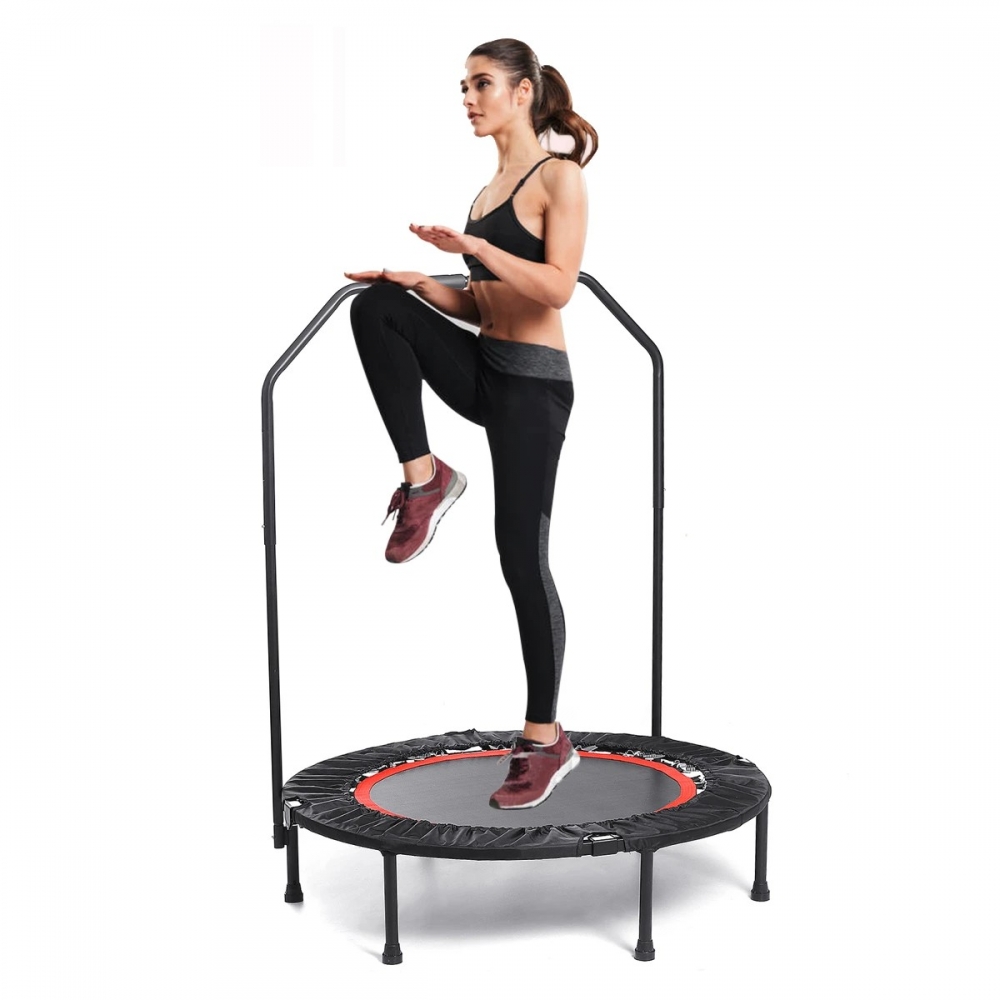 TOOCA Mini Trampoline Rebounder Max Load 220lbs Exercise Trampoline with Adjustable Handrail for Indoor/Garden/Workout Cardio