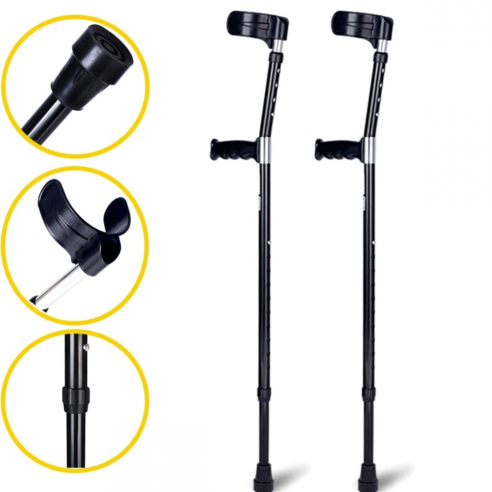 1Pc 98-126CM Adjustable Lightweight Soft Underarm Forearm Elbow Crutches Walking Stick - Generic - Crutches