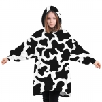 Winter Warm Hoodie Blanket Double-sided Wearable Fleece Plush Sweatshirt Kids Bathrobe Sofa Cozy Blanket