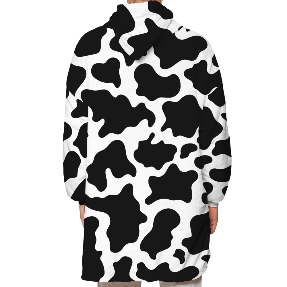 Winter Warm Hoodie Blanket Double-sided Wearable Fleece Plush Sweatshirt Kids Bathrobe Sofa Cozy Blanket