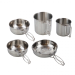 IPRee® 5Pcs Camping Cookware Kit Stainless Steel Pot Frying Pan Cup Picnic BBQ Tableware Set with Storage Bag