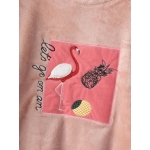 Women Flamingo Embroidery Flannel Thick Pineapple Print Pants Plus Size Pajamas Sets