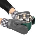 4 Pcs/set Silicone Heat Insulation Grips Oven Mitts Gloves Cooking Mitts for Kitchen Camping Picnic BBQ
