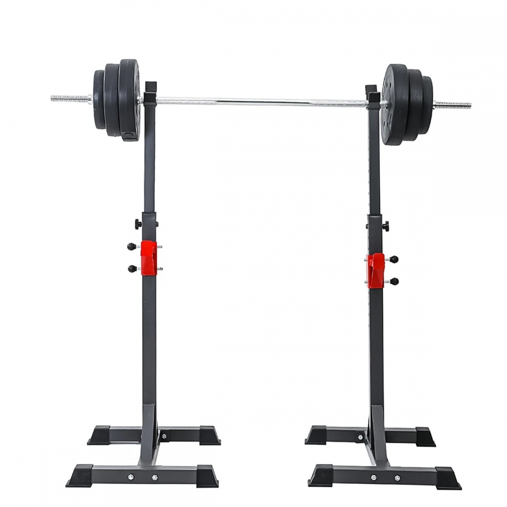 1 Pair of 16 Gear Adjustable Barbell Rack Stand Squat Bench Press Rack for Home Gym Weight Liftting Fitness Exercise - Generic - Fitness
