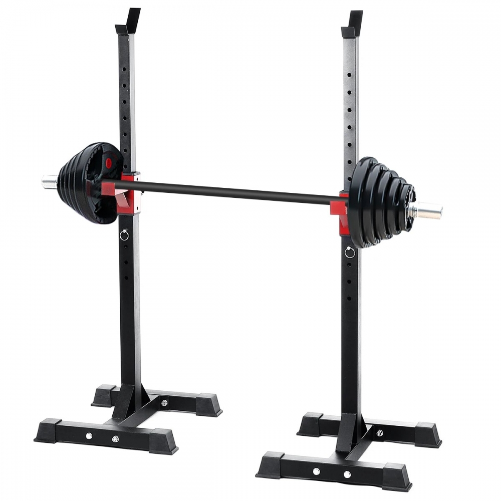 1 Pair of 16 Gear Adjustable Barbell Rack Stand Squat Bench Press Rack for Home Gym Weight Liftting Fitness Exercise - Generic - Fitness - BBC-1830464 - bargainbasement.club