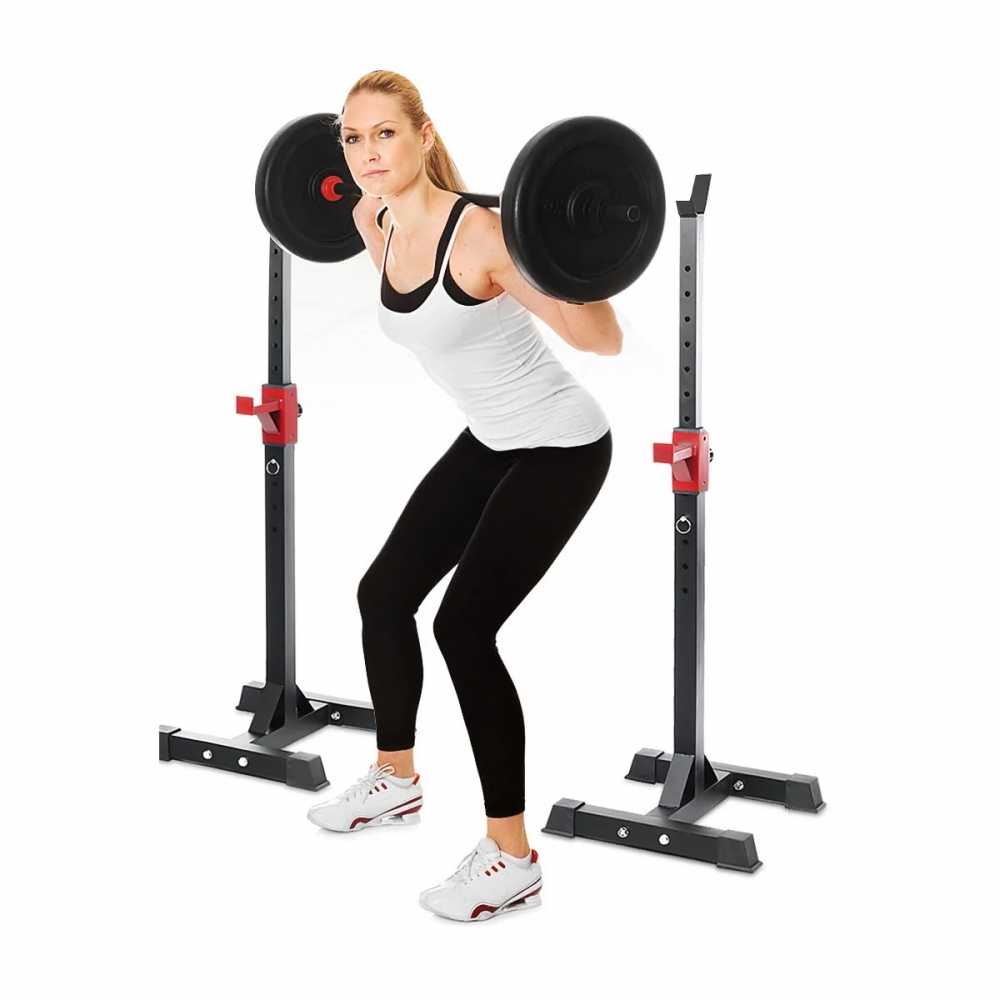 1 Pair of 16 Gear Adjustable Barbell Rack Stand Squat Bench Press Rack for Home Gym Weight Liftting Fitness Exercise - Generic - Fitness - BBC-1830464 - bargainbasement.club