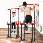 6 Level Adjustable Power Tower Parallel Bars Dip Station Adjustable Pull Up Bar Home Gym Strength Training Workout Equipment 260 LB Max Weight
