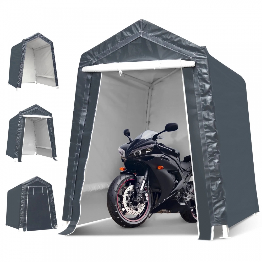 6x8x7 Ft Motorcycle Carport Portable UV Water Proof Cover Storage Sheds Camping Tent Canopy Shelter Garden Patio