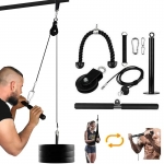 9 Pcs/Set Fitness Pulley System LAT Lift Pull-Down Machine for Biceps Curl Back Shoulder Forearm Triceps Extensions Workout Loading 300lbs