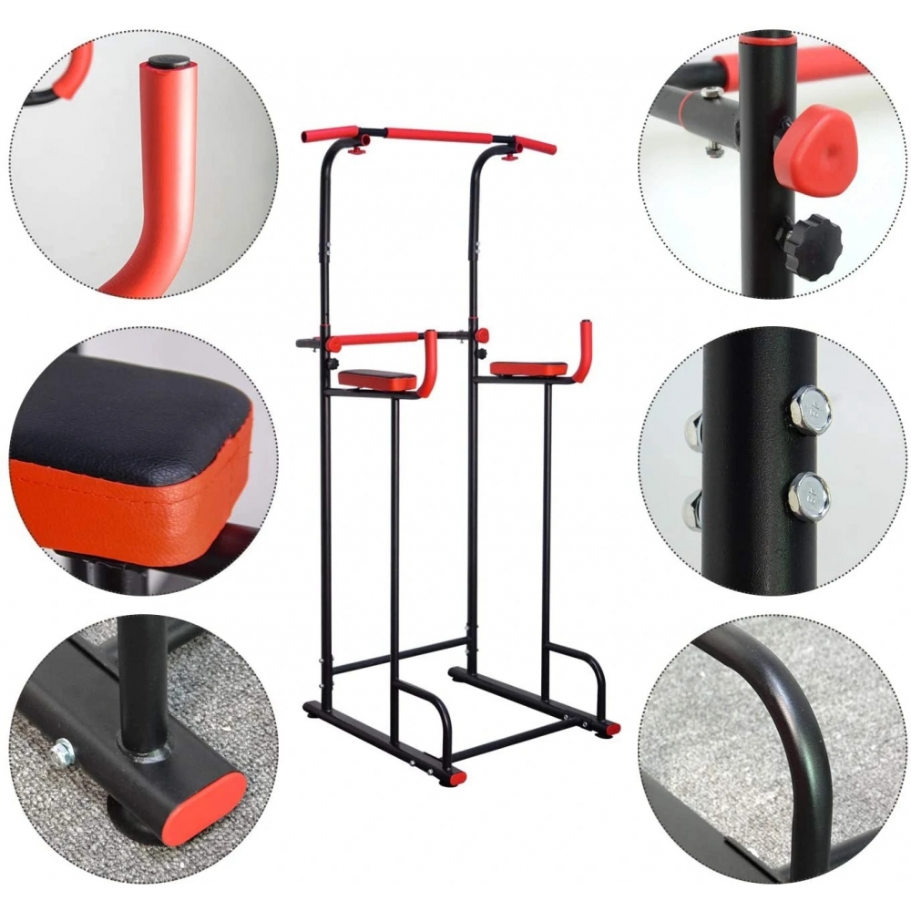Adjustable Power Tower Pull Up Bar Dip Station Multi-function Workout Equipment raining Fitness Exercise Home Gym