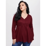 YOINS BASICS Plus Size V-neck Button Design Knitwear