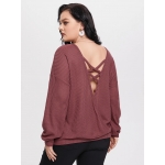 YOINS Plus Size Round Neck Criss-Cross Waffle Knit Knitwear