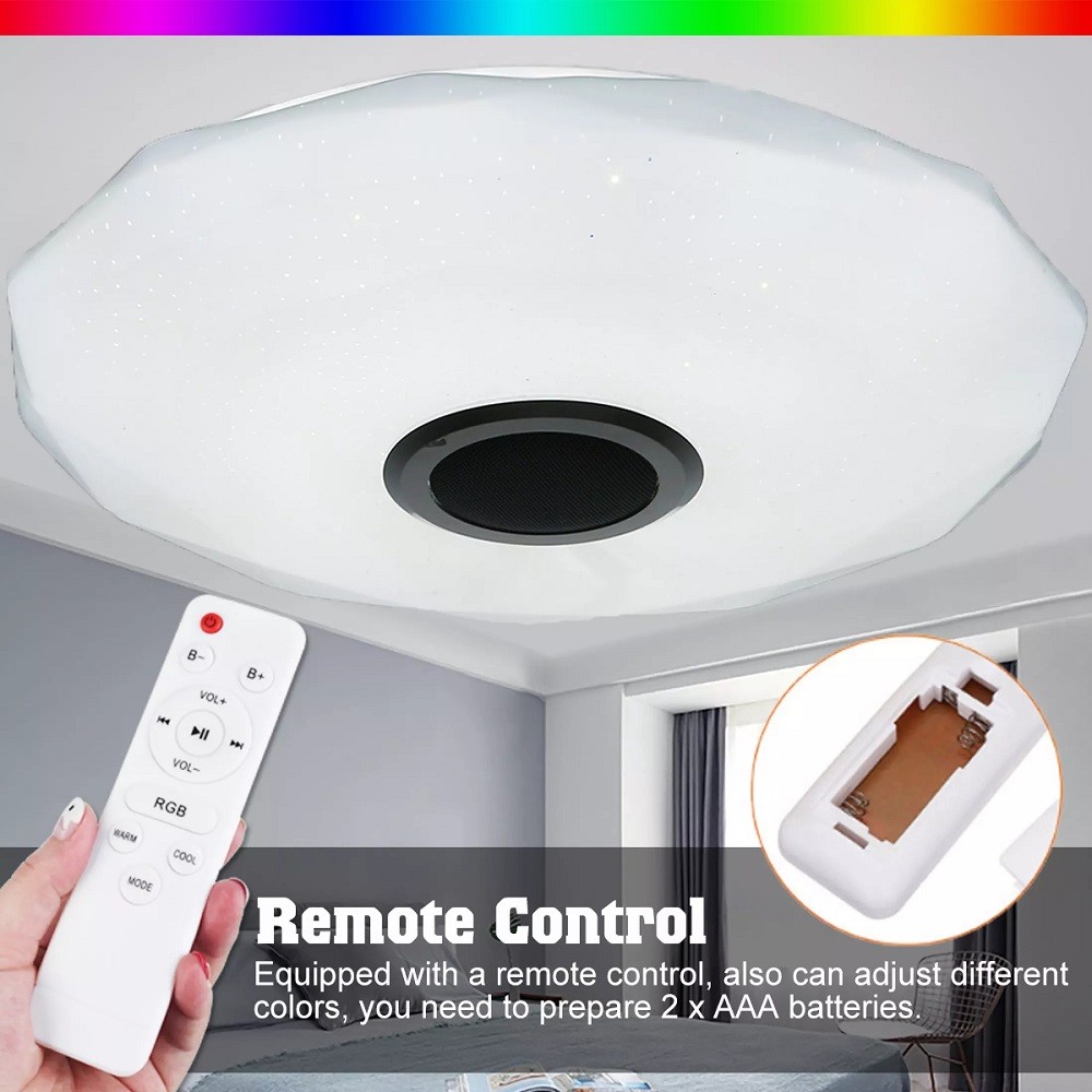 24W 30cm LED Ceiling Light Music bluetooth Speaker Dimmable RGB Light+Remote Control LED Lamp for Room