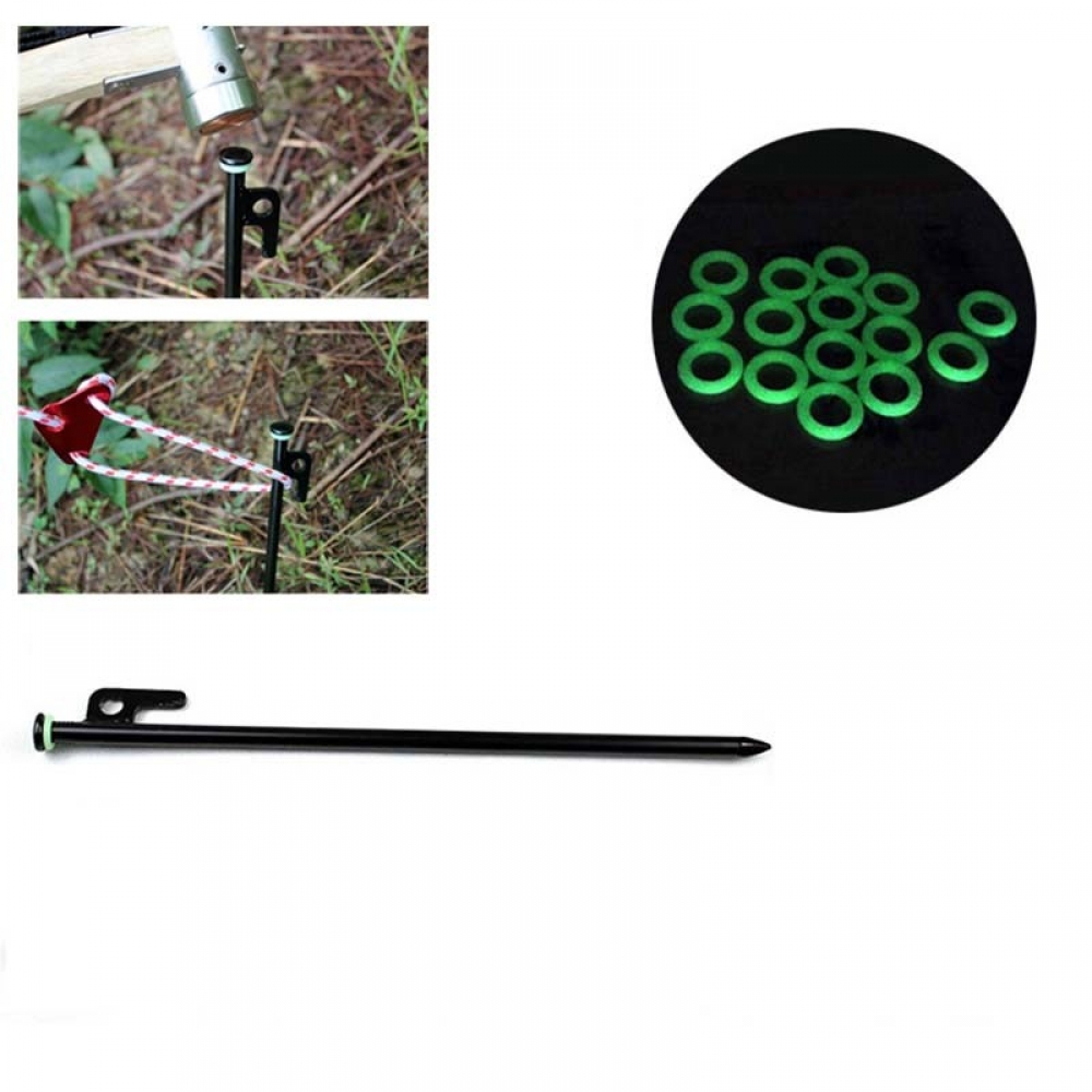 4PCS 30CM Tent Pegs Steel Iron Ground Pegs  Windproof Canopy Fixing Stakes Outdoor Camping Tent Pegs With Luminous Circle