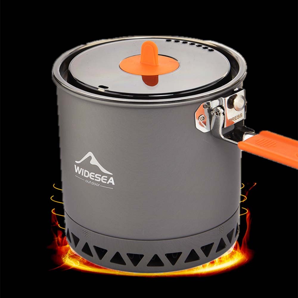 Widesea 1.6L Camping Pot With Energy Gathering Ring Design Corrosion Resistant Wear Resistant Portable Camping Cookware For Outdoor Camping Travel