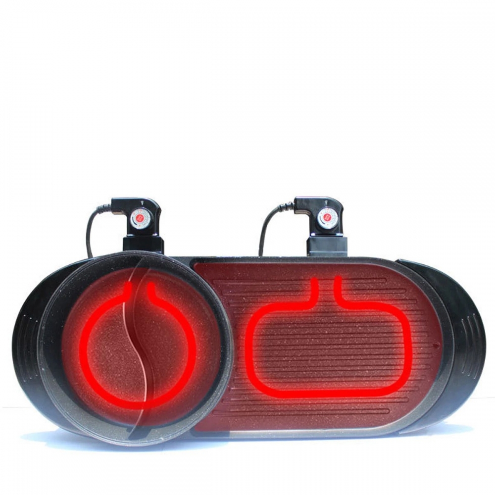 2 In1 220V 2700W Electric Grill Hot Pot Oven BBQ Pan Teppanyaki Smokeless Cooker With 5 Levels of Temperature Adjustment - Generic - Electric Grills - BBC-1942907 - bargainbasement.club