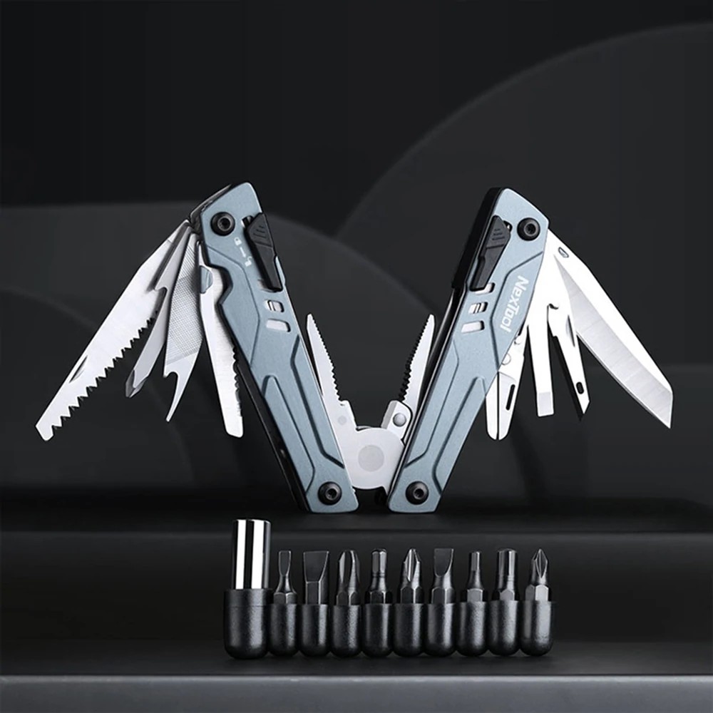 NEXTOOL 15 In 1 Stainless Steel Multifunction Pliers With 15 PCS Screw Driver Heads Multifunctional Portable EDC Folding Knifes Tool