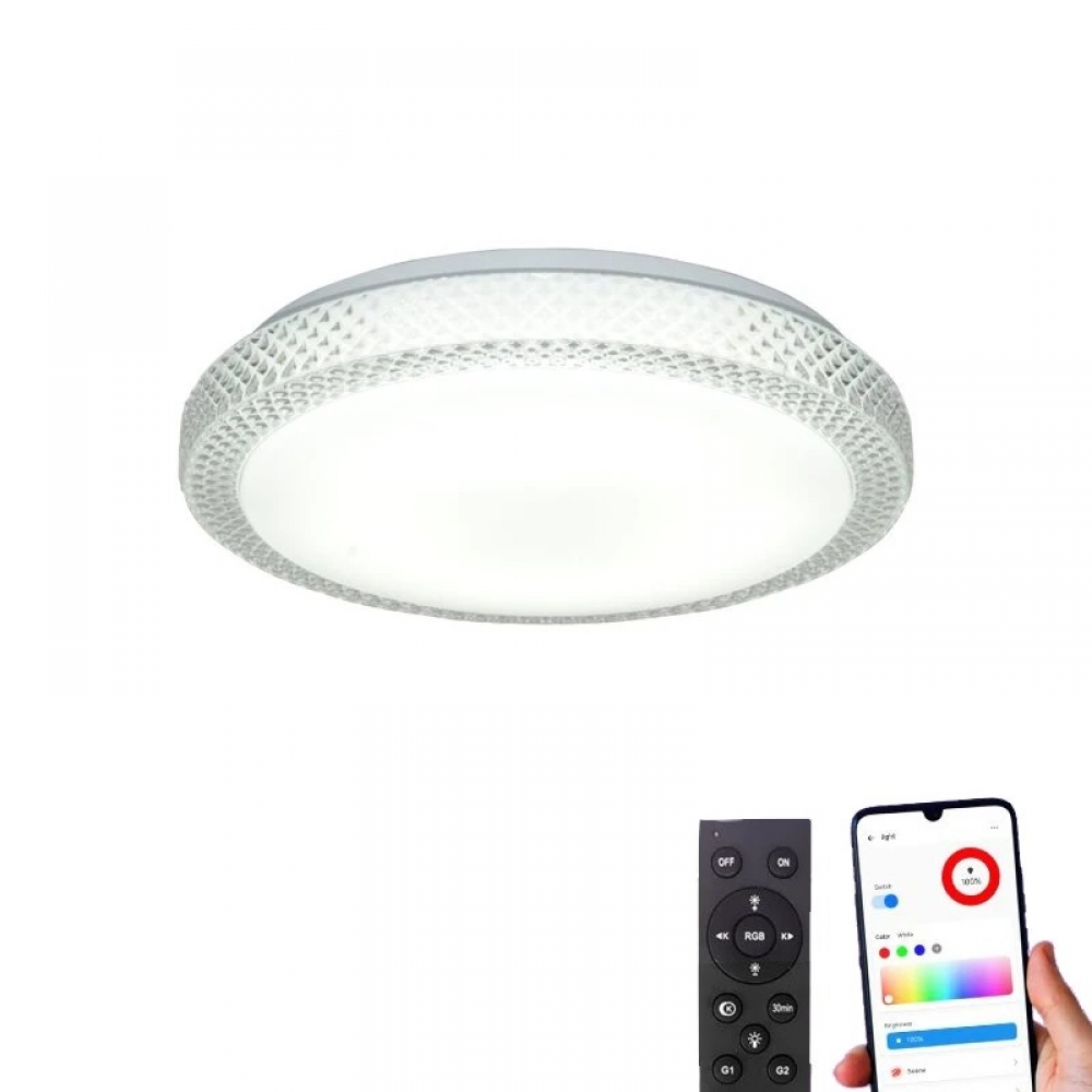 Smart Ceiling Light with Main Light and RGB Atmosphere Light 3000~6500K Adjustable Temperature APP Remote Control Voice Control