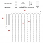 3m*3m Smart Curtain Ligtht Garland USB Bluetooth Remote Festoon Lamp Led Window Fairy Light For Home Bedroom Holidays Christmas Decoration