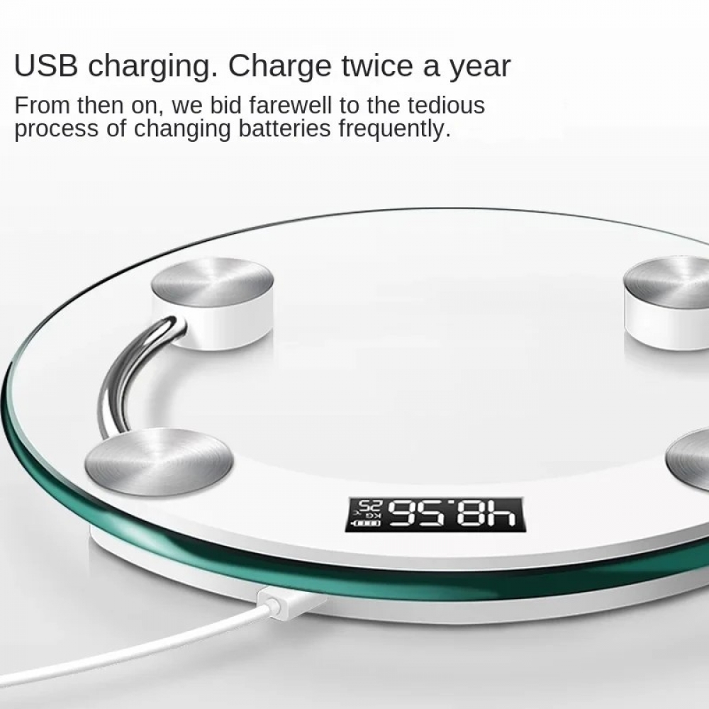 2 in 1 Household Smart Body Scale 180kg Max Weight Capacity 4 Sensors Accurately Measure LCD Display USB Rechargeable Fitness Scale for Health Measuring - Generic - Smart Scales - BBC-2004972 - bargainbasement.club