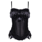 Sexy Pink Women Strap Lace Satin Corset Bustier