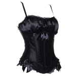 Sexy Pink Women Strap Lace Satin Corset Bustier