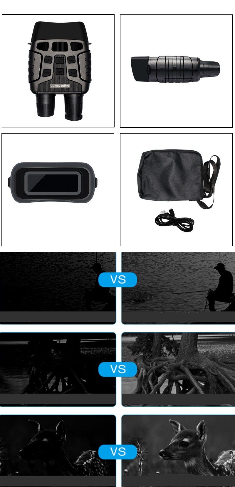 ZANLURE 3X Infrared Night Vision Device Telescope 720P Video Camera 1208x960 Photo Bipods monocular telescope Support TF Card 32G