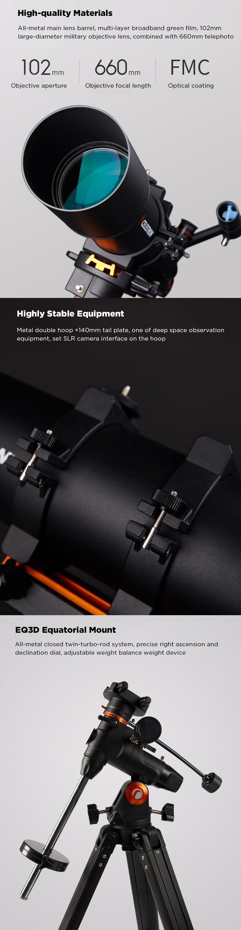 CELESTRON SCTW-102EQ3 Astronomical Telescope 330X Magnification with Tripod 2 Eyepieces Profession Science Telescope Camping Travel From Xiaomi Youpin