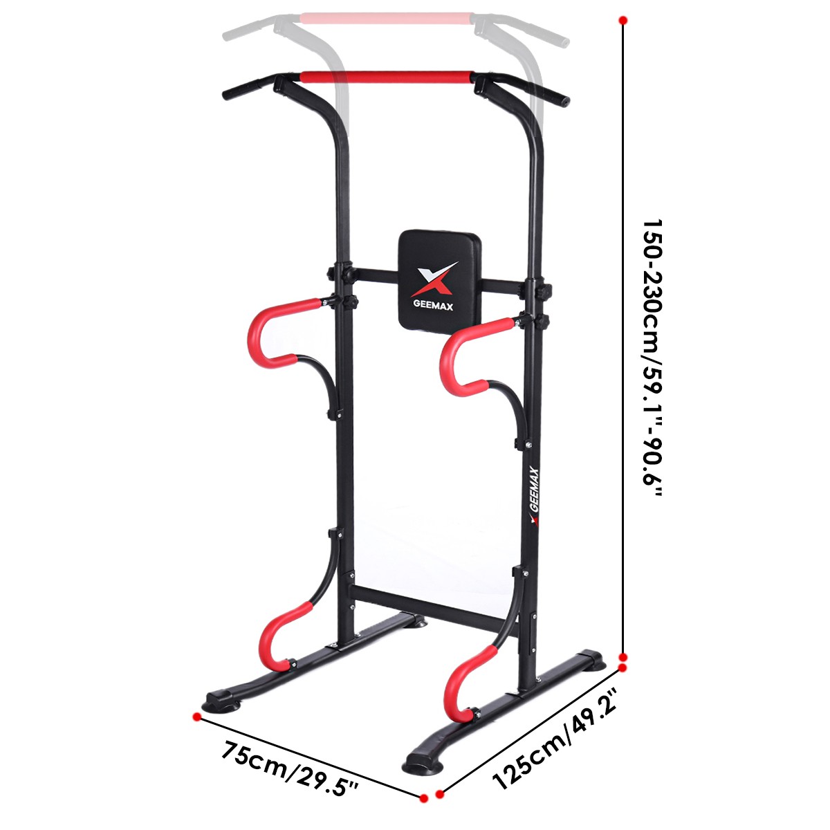 GEEMAX 150-230CM Adjustable Heavy Duty Power Tower Dip Station Pull Up Bar Strength Training Indoor Home Gym Fitness Exercise Tools Dip Tissure Home Gym